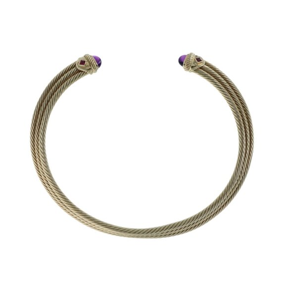 David Yurman Renaissance Amethyst Collar Choker Cable Necklace Yellow Gold 14k - Picture 1 of 4
